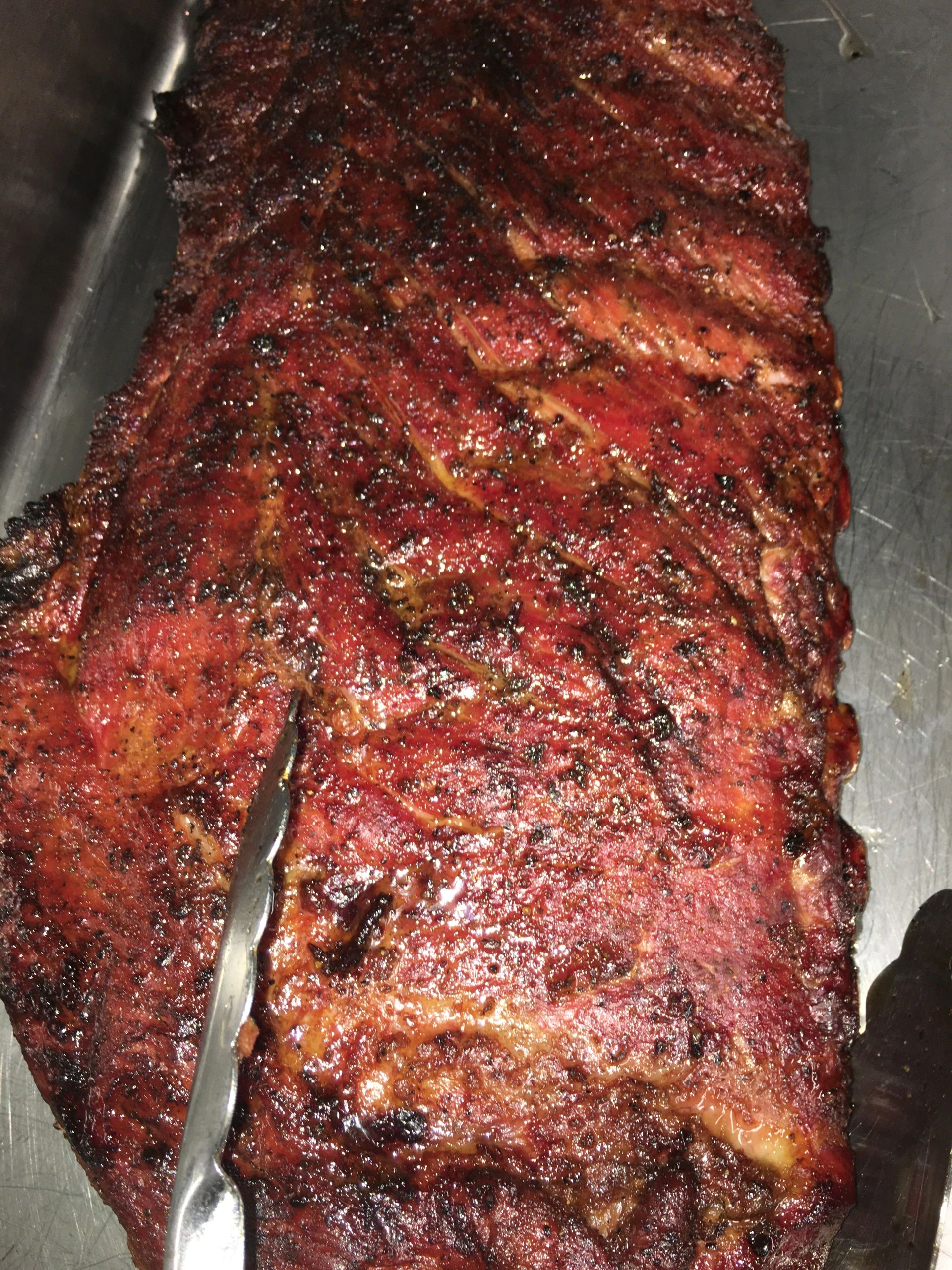 Smoked brisket in pan